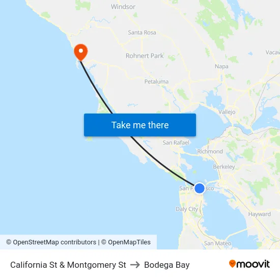 California St & Montgomery St to Bodega Bay map