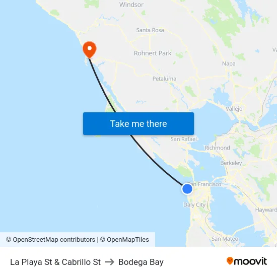 La Playa St & Cabrillo St to Bodega Bay map