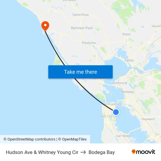 Hudson Ave & Whitney Young Cir to Bodega Bay map