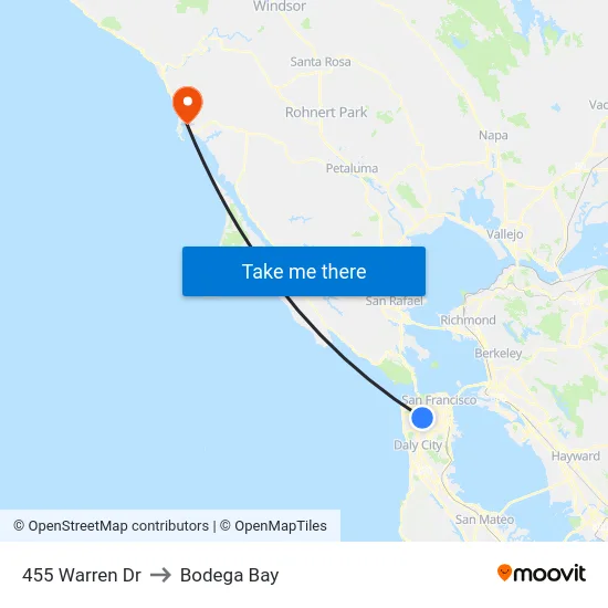 455 Warren Dr to Bodega Bay map