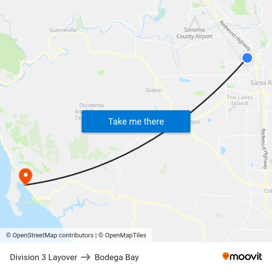 Division 3 Layover to Bodega Bay map