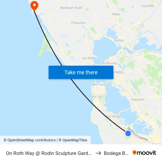 On Roth Way @ Rodin Sculpture Garden to Bodega Bay map