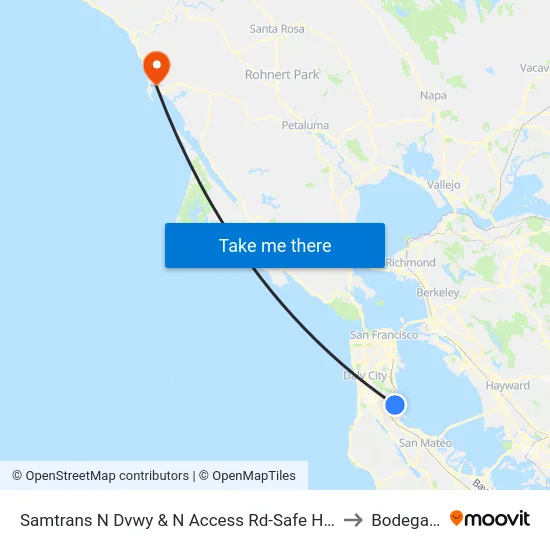 Samtrans N Dvwy & N Access Rd-Safe Harbor Shelter to Bodega Bay map