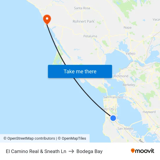 El Camino Real & Sneath Ln to Bodega Bay map
