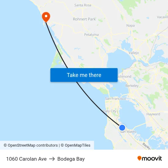 1060 Carolan Ave to Bodega Bay map