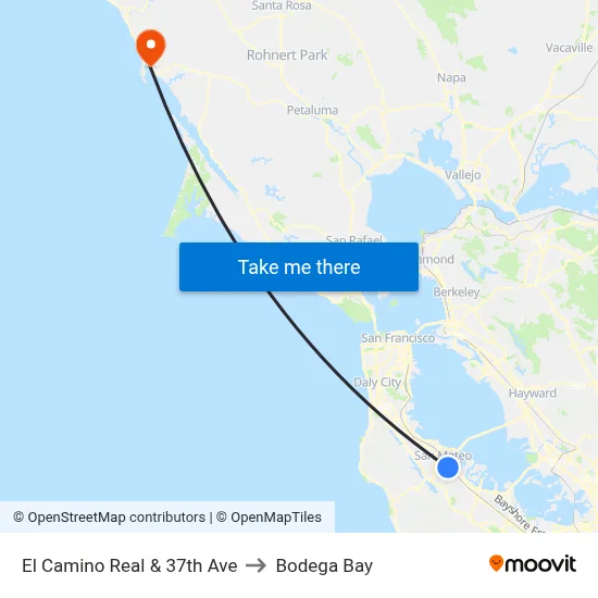 El Camino Real & 37th Ave to Bodega Bay map