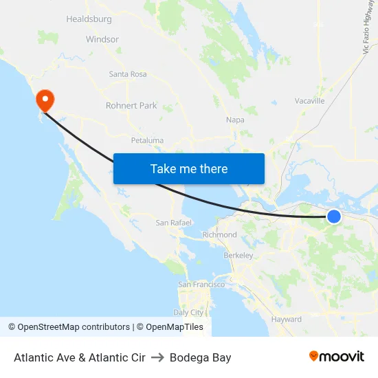 Atlantic Ave & Atlantic Cir to Bodega Bay map