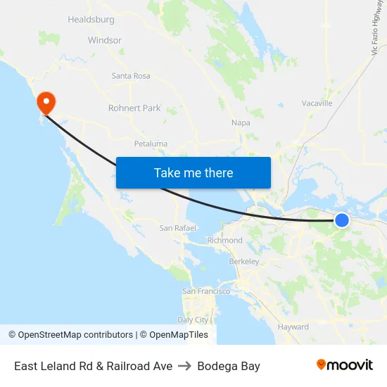 East Leland Rd & Railroad Ave to Bodega Bay map