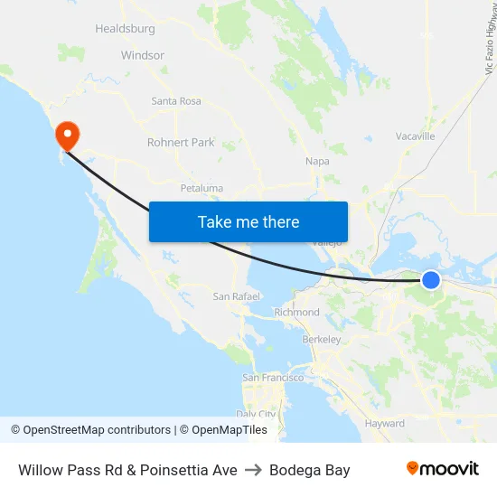 Willow Pass Rd & Poinsettia Ave to Bodega Bay map