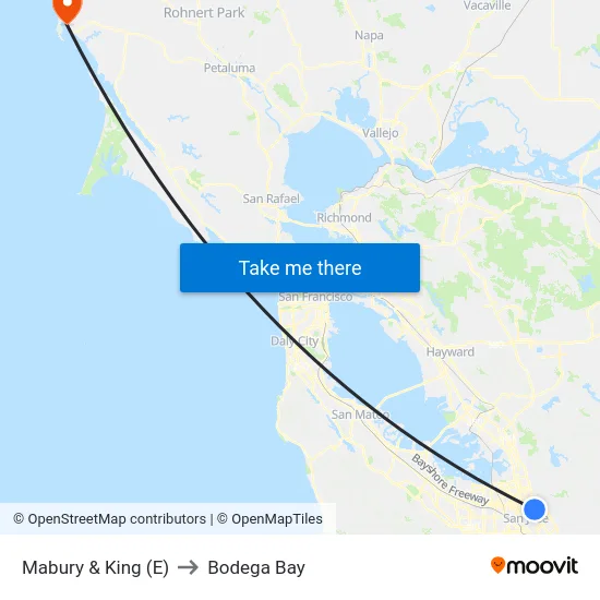 Mabury & King (E) to Bodega Bay map