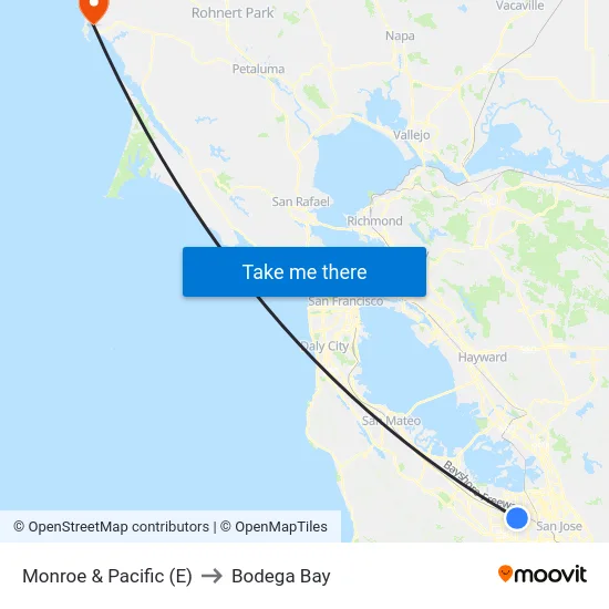 Monroe & Pacific (E) to Bodega Bay map