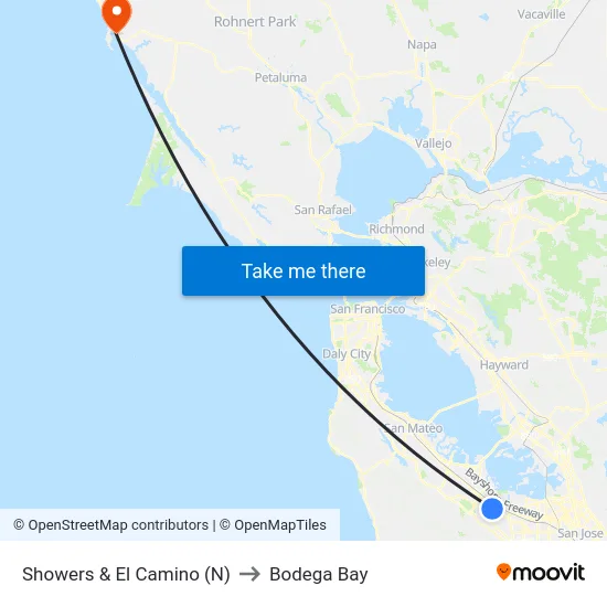 Showers & El Camino (N) to Bodega Bay map