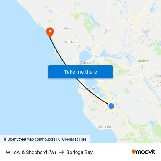 Willow & Shepherd (W) to Bodega Bay map