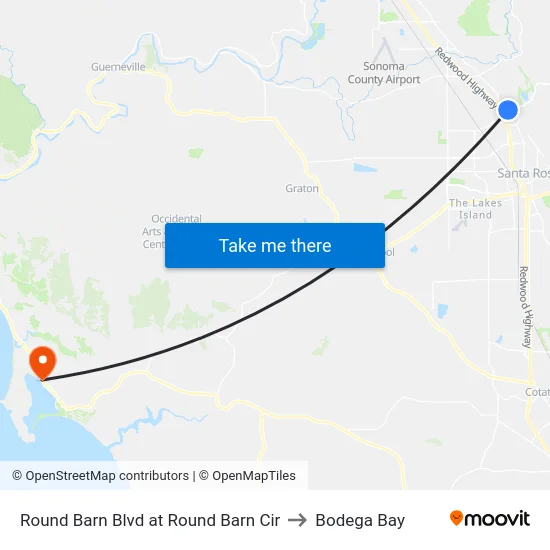 Round Barn Blvd at Round Barn Cir to Bodega Bay map