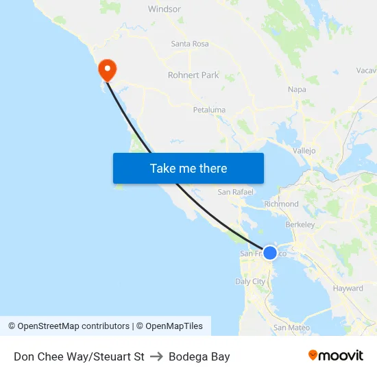 Don Chee Way/Steuart St to Bodega Bay map