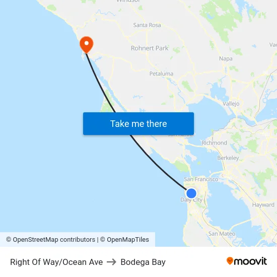 Right Of Way/Ocean Ave to Bodega Bay map