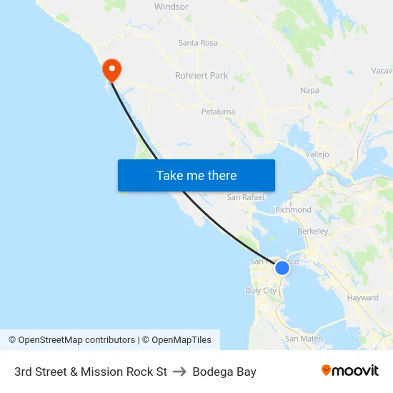 3rd Street & Mission Rock St to Bodega Bay map