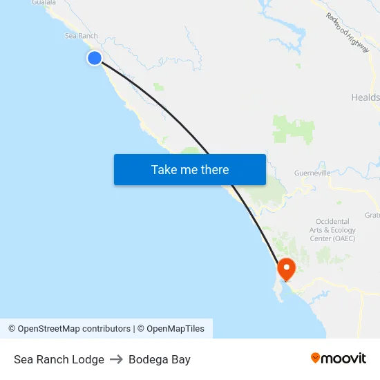 Sea Ranch Lodge to Bodega Bay map