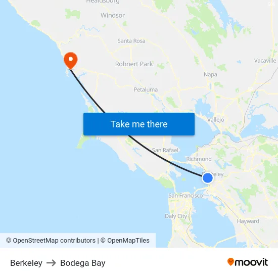Berkeley to Bodega Bay map