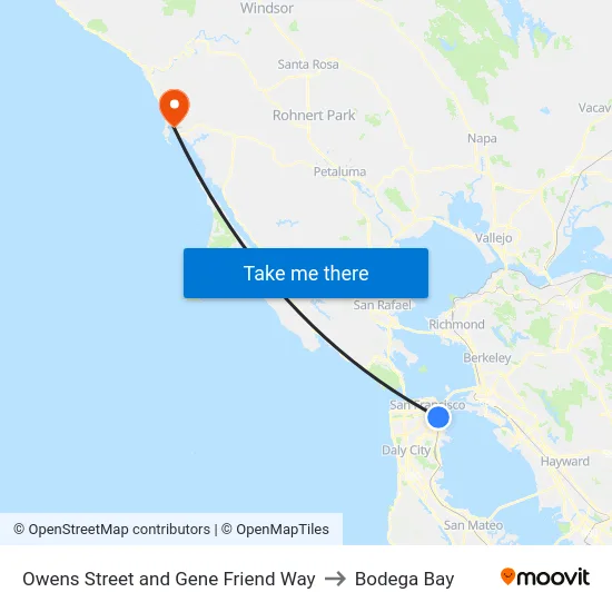Owens Street and Gene Friend Way to Bodega Bay map