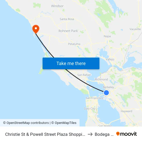 Christie St & Powell Street Plaza Shopping Center to Bodega Bay map