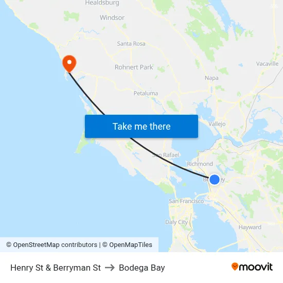 Henry St & Berryman St to Bodega Bay map