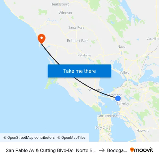 San Pablo Av & Cutting Blvd-Del Norte BART Stop D2 to Bodega Bay map