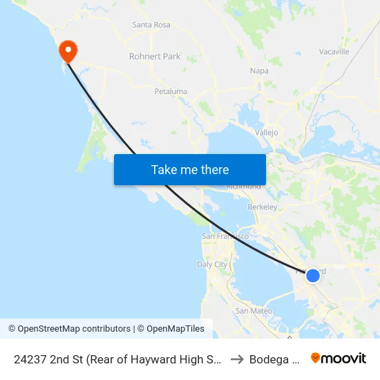 24237 2nd St (Rear of Hayward High School) to Bodega Bay map