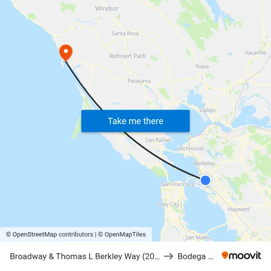 Broadway & Thomas L Berkley Way (20th St) to Bodega Bay map