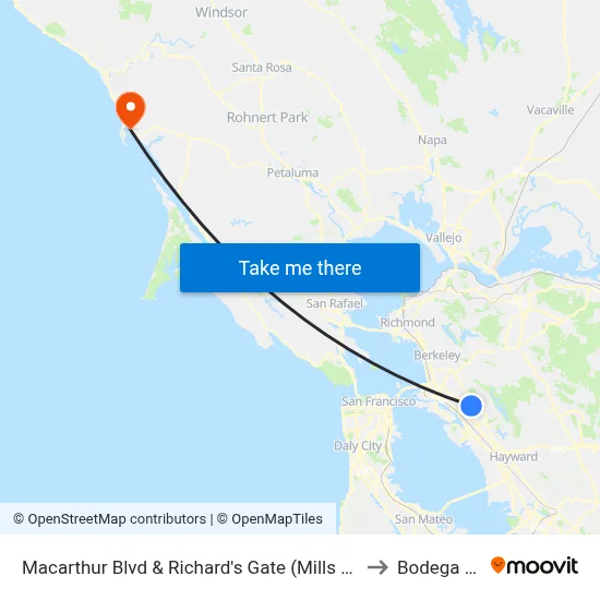 Macarthur Blvd & Richard's Gate (Mills College) to Bodega Bay map