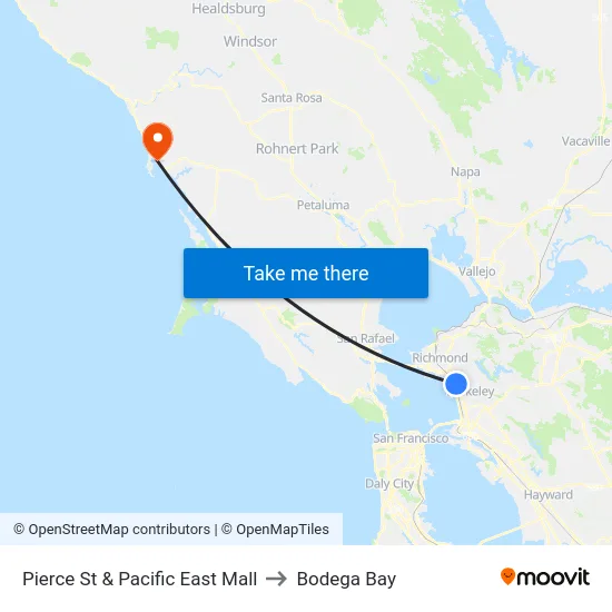 Pierce St & Pacific East Mall to Bodega Bay map