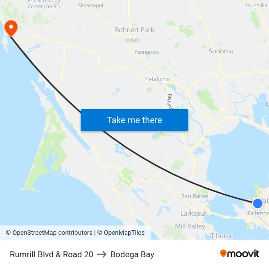 Rumrill Blvd & Road 20 to Bodega Bay map
