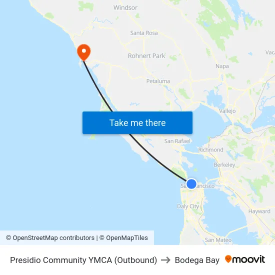 Presidio Community YMCA (Outbound) to Bodega Bay map