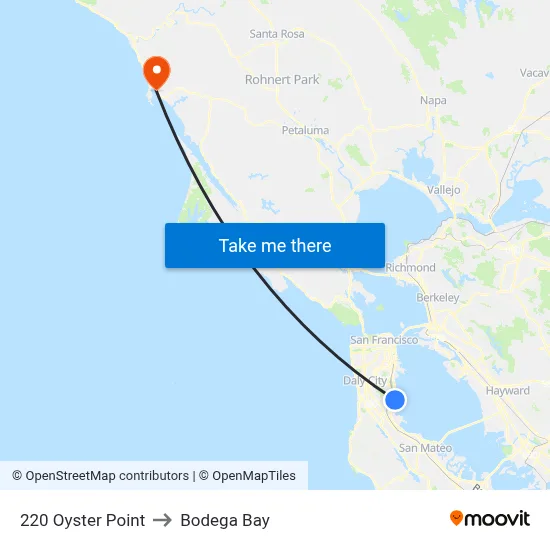 220 Oyster Point to Bodega Bay map