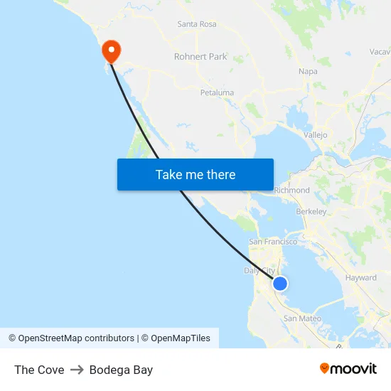 The Cove to Bodega Bay map
