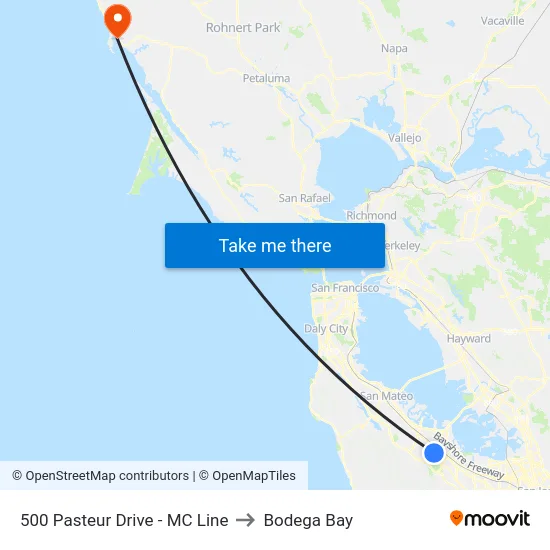 500 Pasteur Drive - MC Line to Bodega Bay map