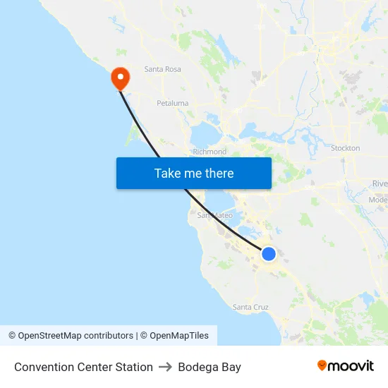 Convention Center Station to Bodega Bay map