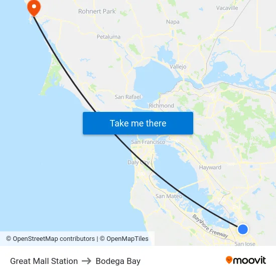 Great Mall Station to Bodega Bay map