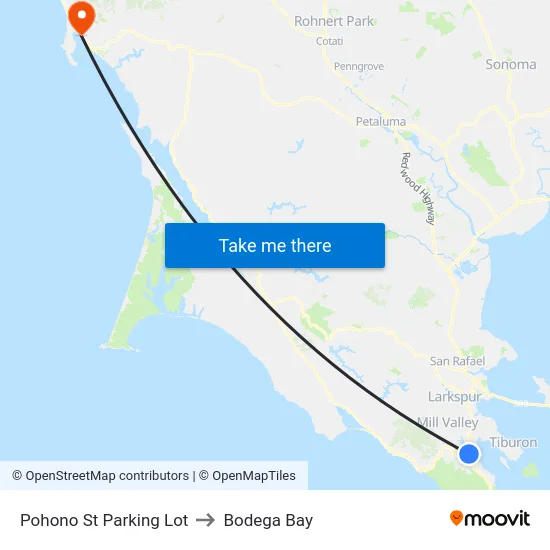 Pohono St Parking Lot to Bodega Bay map