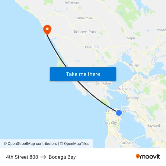 4th Street 808 to Bodega Bay map