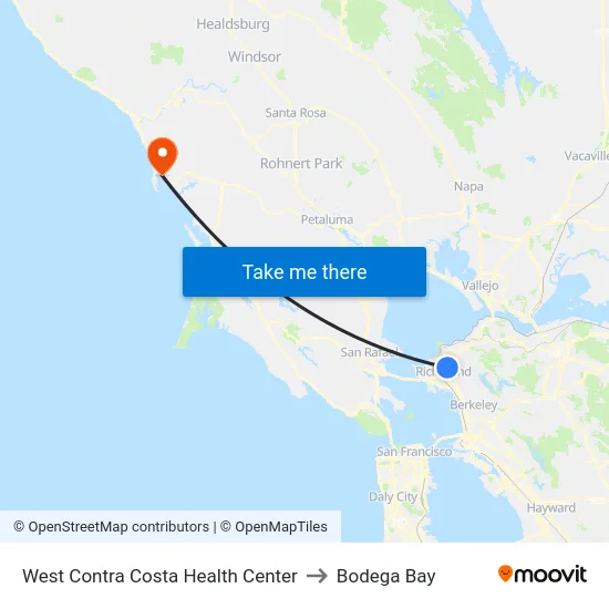 West Contra Costa Health Center to Bodega Bay map