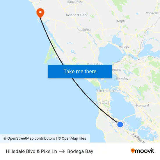 Hillsdale Blvd & Pike Ln to Bodega Bay map