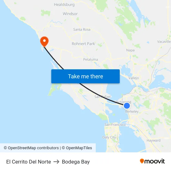 El Cerrito Del Norte to Bodega Bay map