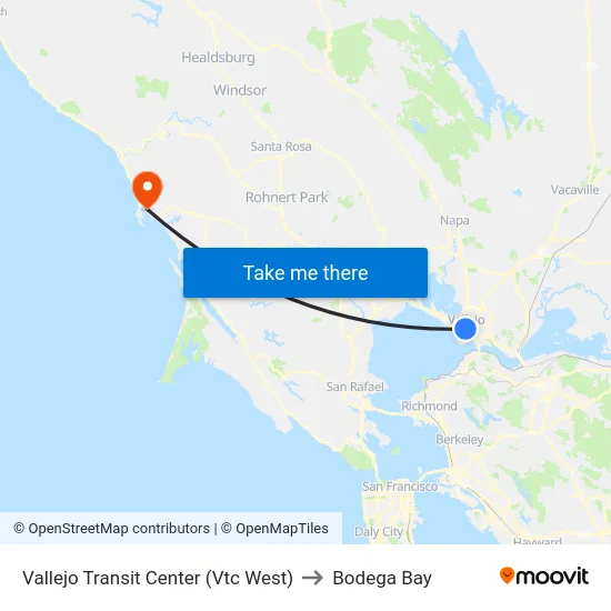 Vallejo Transit Center (Vtc West) to Bodega Bay map