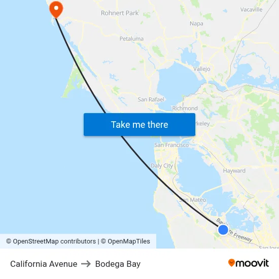 California Avenue to Bodega Bay map