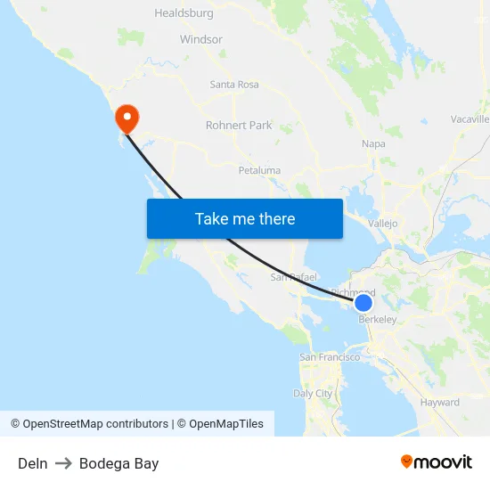 Deln to Bodega Bay map