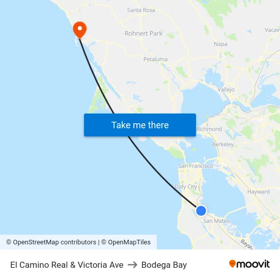 El Camino Real & Victoria Ave to Bodega Bay map