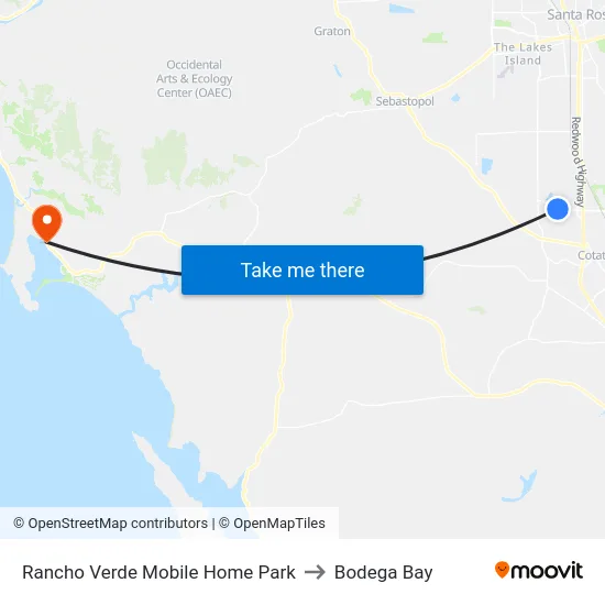 Rancho Verde Mobile Home Park to Bodega Bay map