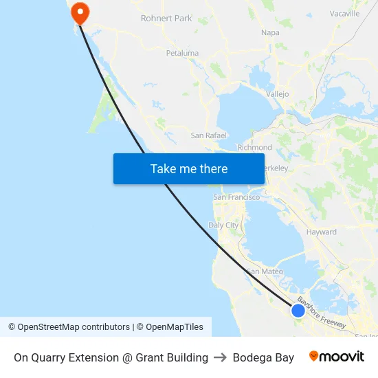On Quarry Extension @ Grant Building to Bodega Bay map