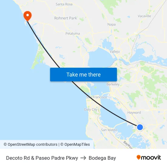 Decoto Rd & Paseo Padre Pkwy to Bodega Bay map